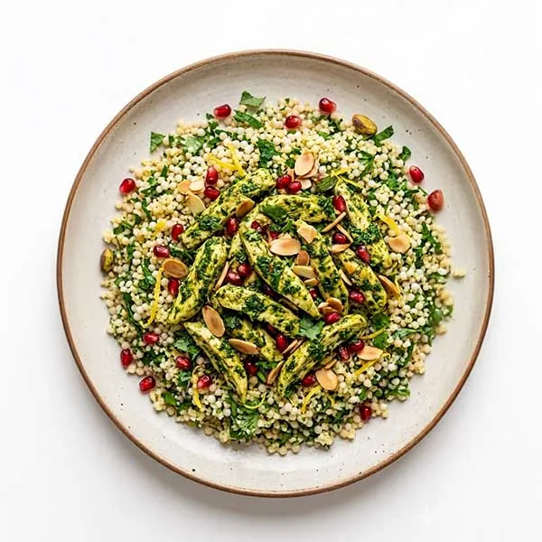 Green Chermoula Chicken with Lemon-Zest Herb Couscous